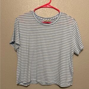 Madewell Sky Blue and White Striped Crop Top